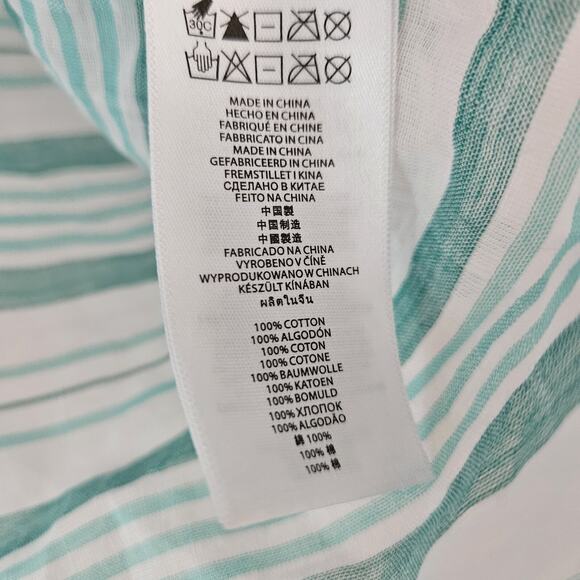 Michael Kors Womens Blouse Top Shirt Blue Embellished V Neck Cotton Medium - Picture 5 of 6